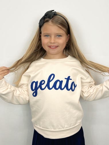 Grossiste Mini Mignon Paris - Sweat en molleton de coton avec message en relief pour fille