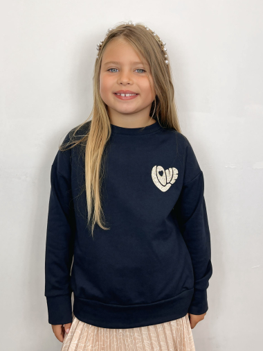 Wholesaler Mini Mignon Paris - Very thick and warm sweatshirt with glitter logo for girls