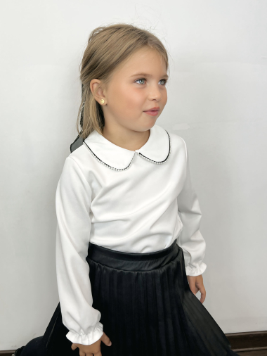 Mayorista Mini Mignon Paris - Top con cuello Peter Pan y pedrería