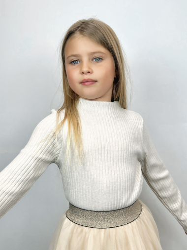 Grossiste Mini Mignon Paris - Pull doux côtelé pour fille