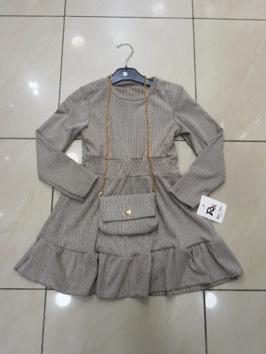 Grossiste Mini Pomme - robe rayure avec sacoche