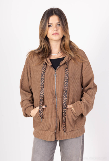 Mayorista Miss Azur - Chaqueta de terciopelo con cremallera y capucha