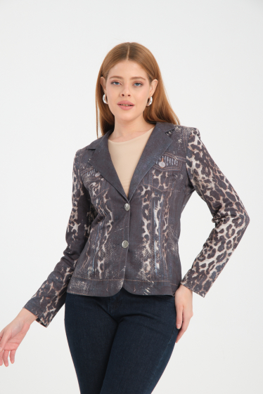 Wholesaler Missy Tekstil - Printed blazer with rhinestones