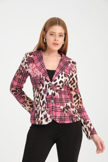 Wholesaler Missy Tekstil - Printed blazer with rhinestones