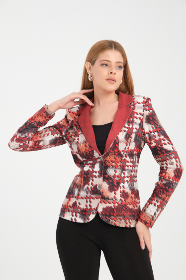 Wholesaler Missy Tekstil - Printed blazer with rhinestones