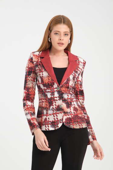 Großhändler Missy Tekstil - Bedruckter Blazer mit Strasssteinen