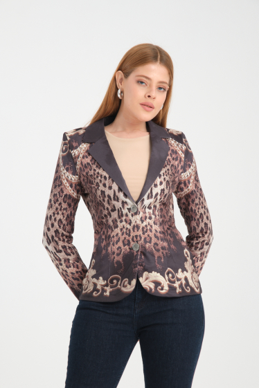 Wholesaler Missy Tekstil - Printed blazer with rhinestones