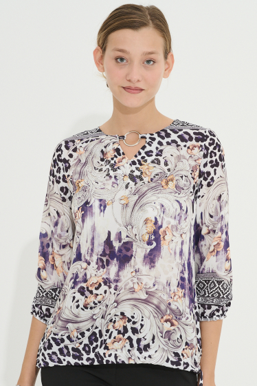 Wholesaler Missy Tekstil - SET TOP + PRINTED VEST WITH STRASS