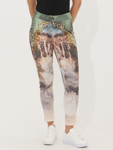 Wholesaler Missy Tekstil - Printed pants with rhinestones