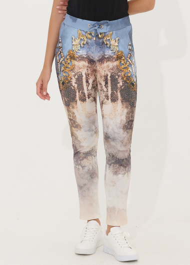 Wholesaler Missy Tekstil - Printed pants with rhinestones