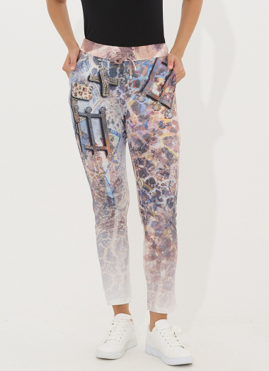 Wholesaler Missy Tekstil - Printed pants with rhinestones