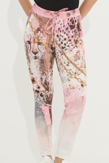 Wholesaler Missy Tekstil - Printed pants with rhinestones