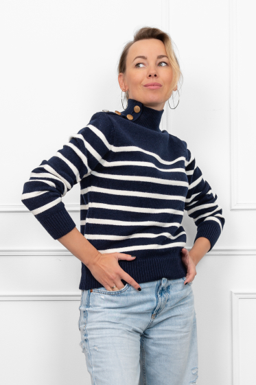 Wholesaler GARDEN - Dry-knit striped sailor-style sweater