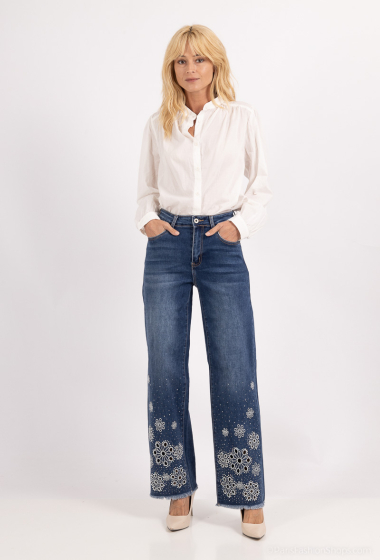 Grossiste Monday Premium - Jean droit large avec broderie