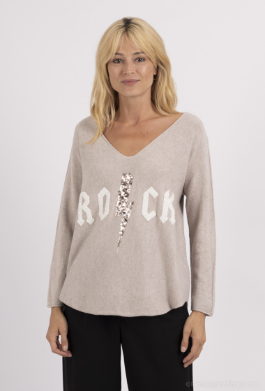 Großhändler Mooya - ROCK-Pullover mit V-Ausschnitt