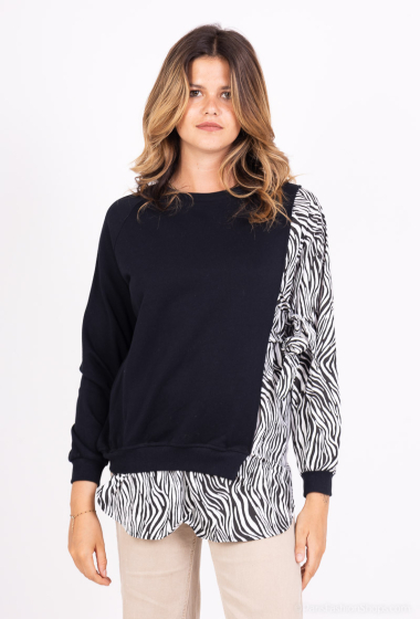 Wholesaler Mooya - Round-neck cotton sweatshirt with two prints