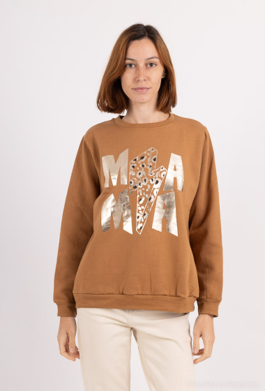 Grossiste Mooya - Sweat interieur polaire motif rock dorée