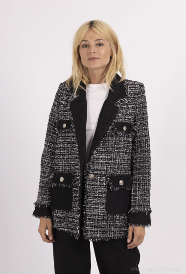 Grossiste Mooya - Veste bimatière tweed et denim