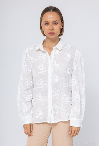 Grossiste MOZZAAR FOREVER - Chemise coton borderie fleuri