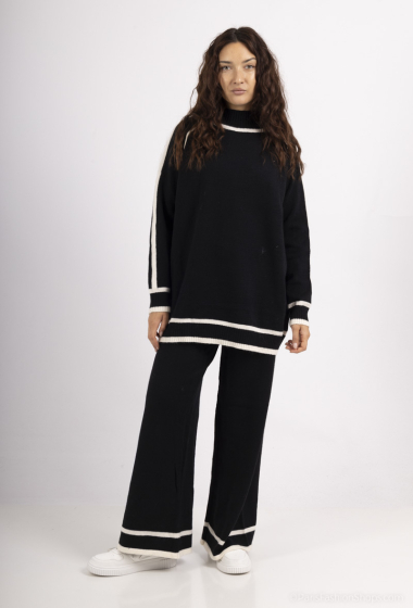 Grossiste MOZZAAR FOREVER - Ensemble pull pantalon, touché laine, col ronde