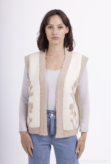 Wholesaler MOZZAAR FOREVER - Sweater vest, wool touch with border on front