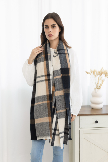 Wholesaler M&P Accessoires - Stitched Edge Check Scarf