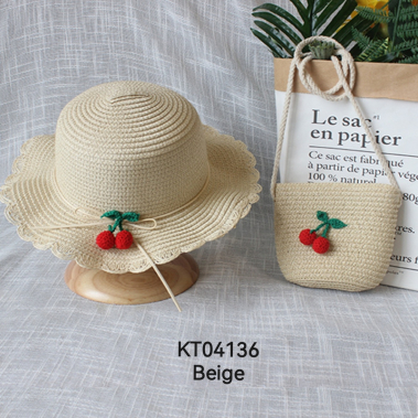 Mayorista M&P Accessoires - Conjunto niña sombrero de paja y bolso con cereza