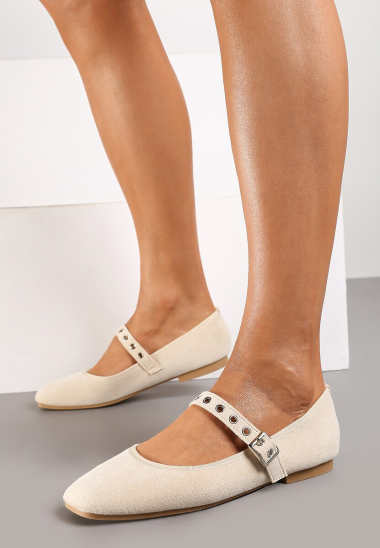 Wholesaler Mulanka - Suede ballerinas with ankle strap