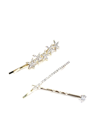 Wholesaler MY ACCESSORIES PARIS - BARRETTES WITH PEARLS AND STRASS