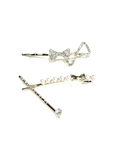 Wholesaler MY ACCESSORIES PARIS - BARRETTES WITH PEARLS AND STRASS