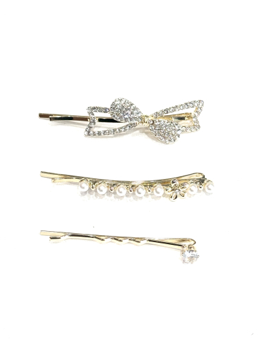 Wholesaler MY ACCESSORIES PARIS - BARRETTES WITH PEARLS AND STRASS