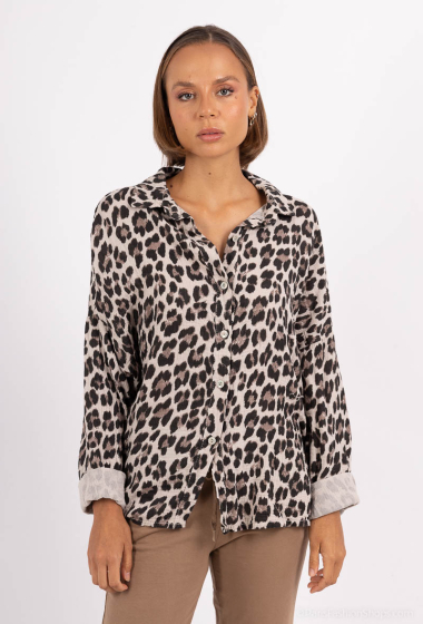 Grossiste Mylee - Chemise en gaze de coton à leopard