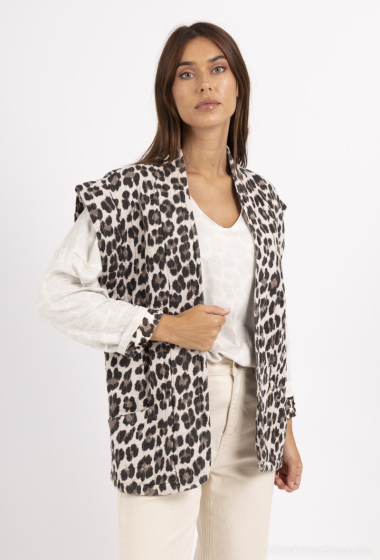 Wholesaler Mylee - Quilted leopard-print cotton gauze vest