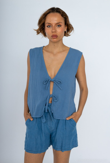 Wholesaler Mylee - Cotton gauze top vest to tie