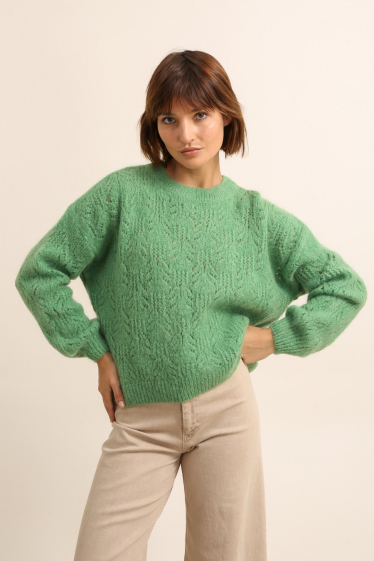 Wholesaler NAÏS - ROUND-NECK OPENWORK SWEATER IN MOHAIR AND WOOL