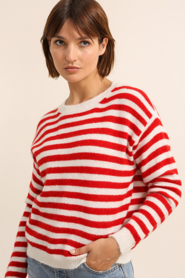 Wholesaler NAÏS - STRIPED ROUND-NECK SWEATER IN SUPER KID MOHAIR AND WOOL