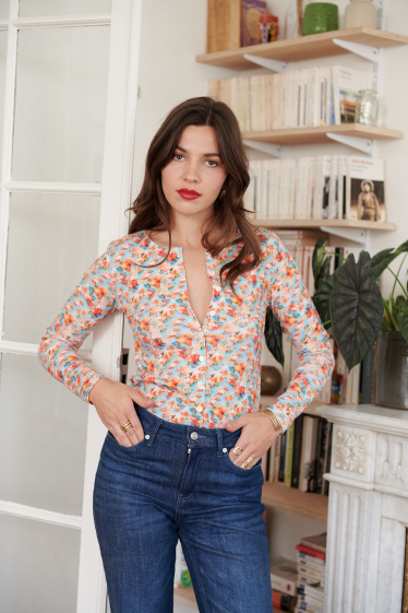 Wholesaler NATHAEL - Flower-print cotton cardigan