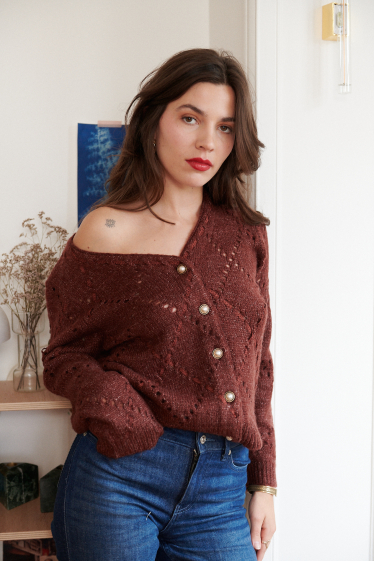 Wholesaler NATHAEL - Wool cardigan with lace details