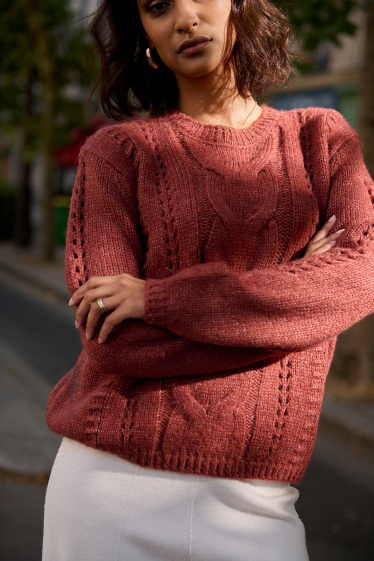 Wholesaler NATHAEL - Loose-fitting wool jumper with back drop opening