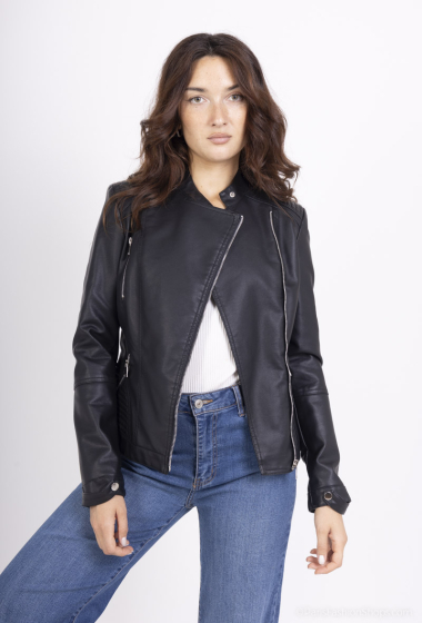 Großhändler New Lolo - Quilted faux leather biker jacket