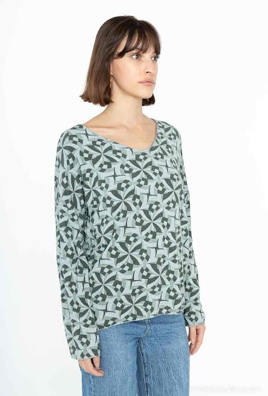 Grossiste New Sensation - Blouse imprimée avec angora et la laine