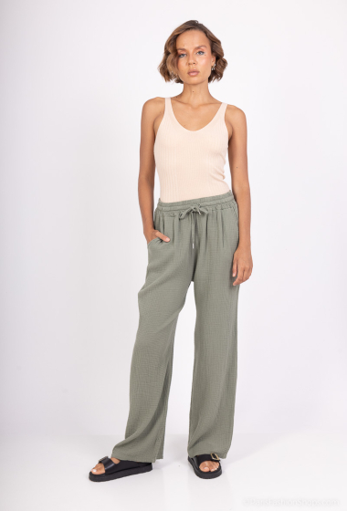 Grossiste New Sensation - PANTALON EN TISSU GAZ DE COTON