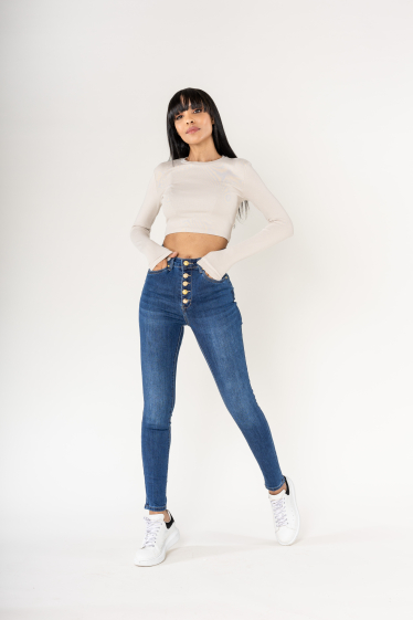 Wholesaler Nina Carter - Slim jeans with 5 gold buttons