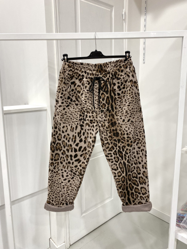 Mayorista NOS - Pantalones de lana con estampado de leopardo