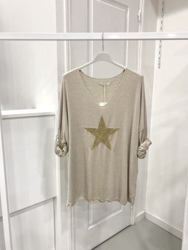 Großhändler NOS - Leichter Pullover mit goldenem Stern bestickt