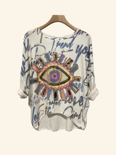 Wholesaler NOTA BENE - Eye print top, with bow at the back