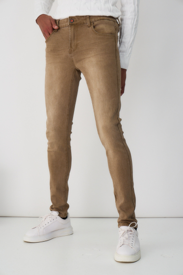 Grossiste Omnimen - Jeans Slim Couleur Camel