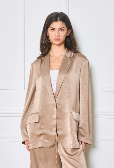 Grossiste Orice - Blazer fluide en satin de viscose taupe