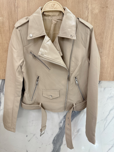 Großhändler Orice - Beige Kunstlederjacke