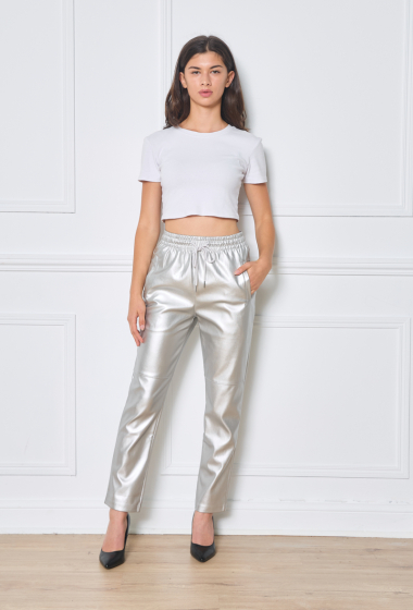 Grossiste Orice - Pantalon en similicuir argent